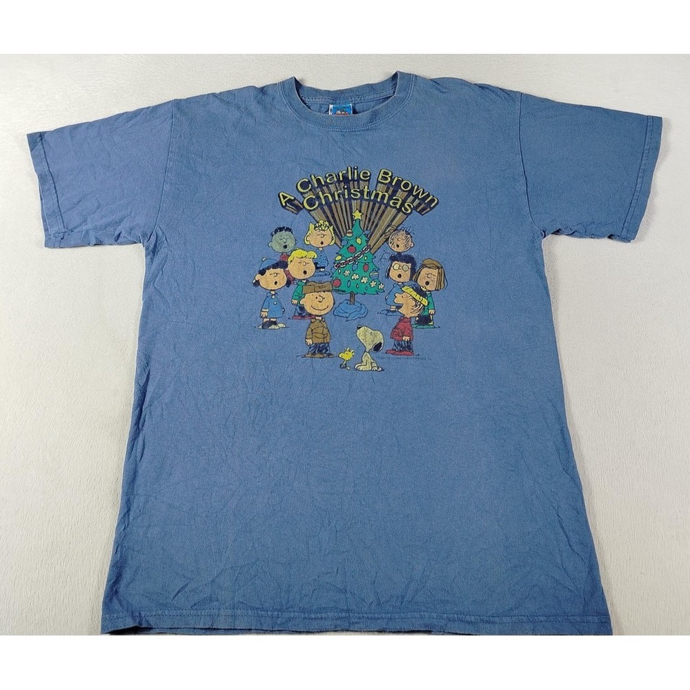 Vintage Gildan Peanuts‎ Shirt Mens Medium Blue A Charlie Brown Christmas Graphic